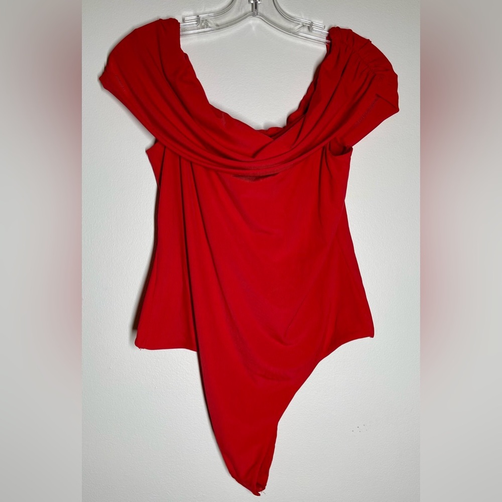 AFRM | Red Off The Shoulder Bodysuit | Ribbed Thong | Women’s XL